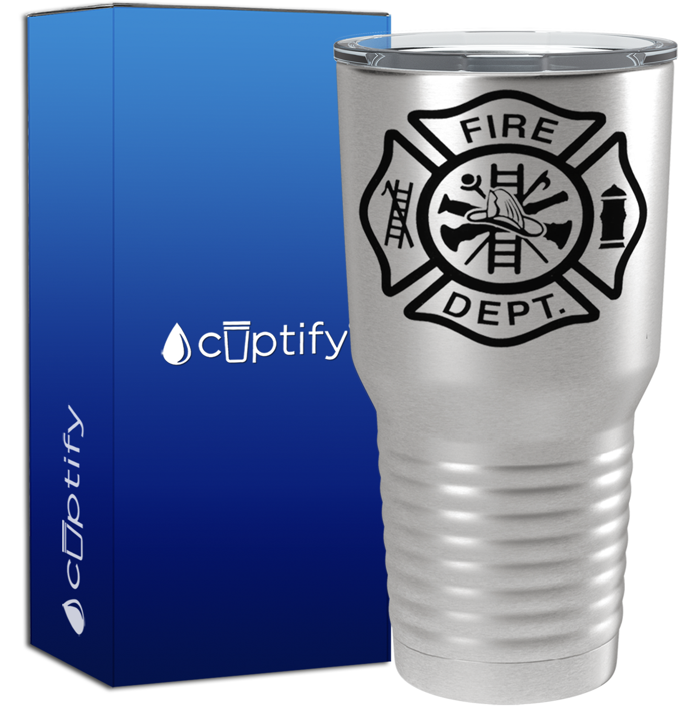 Fire Department Badge on Stainless 30oz Firefighter Tumbler