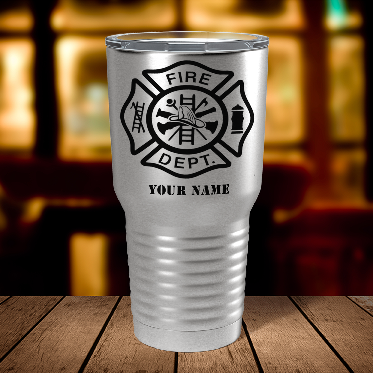Personalized Fire Dept on Stainless 30oz Firefighter Tumbler