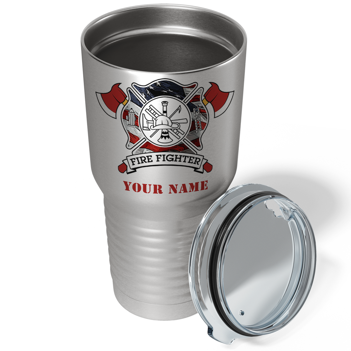 Personalized American Flag FireFighters on Stainless 30oz Firefighter Tumbler