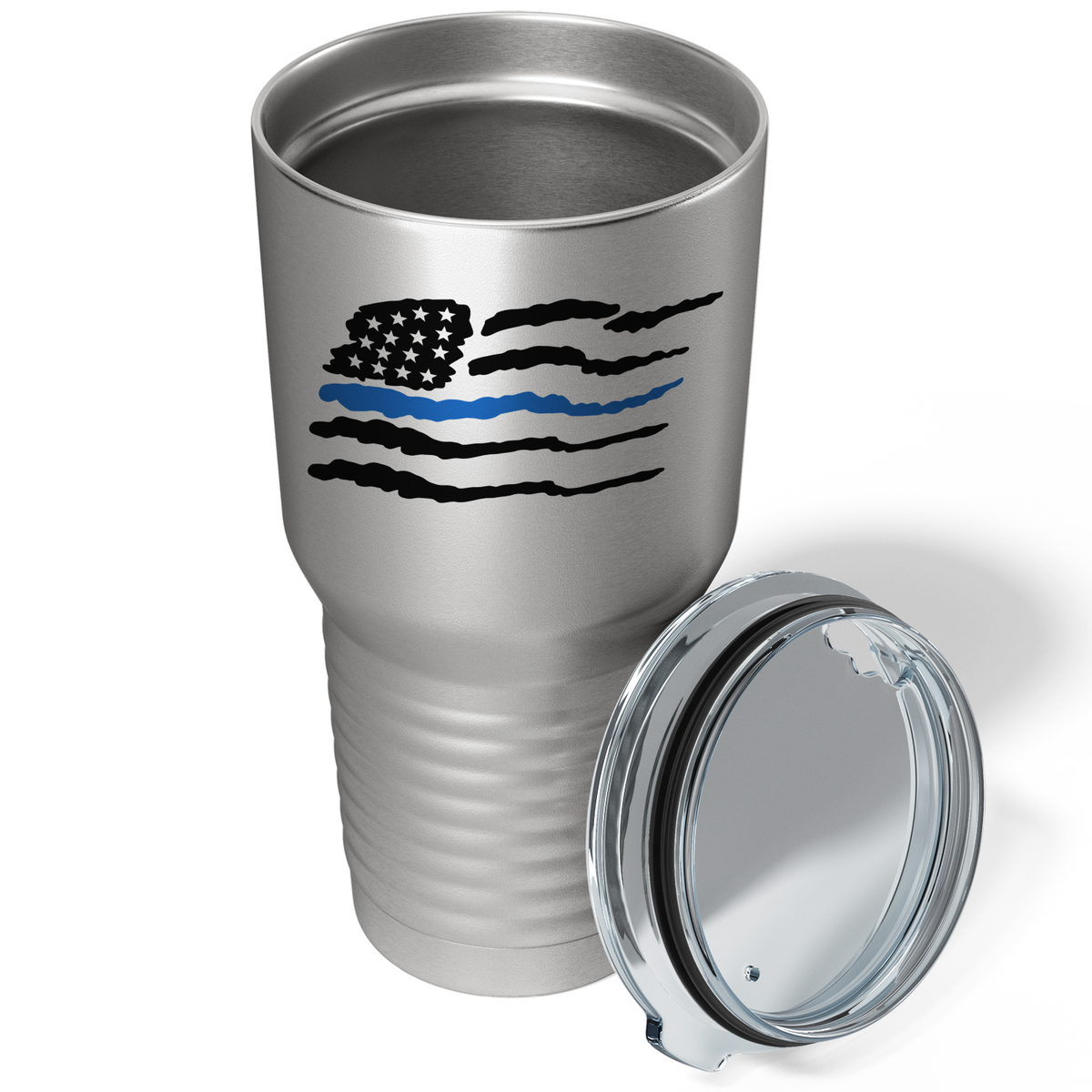 Thin Blue Flag Police on Stainless 30oz Police Tumbler