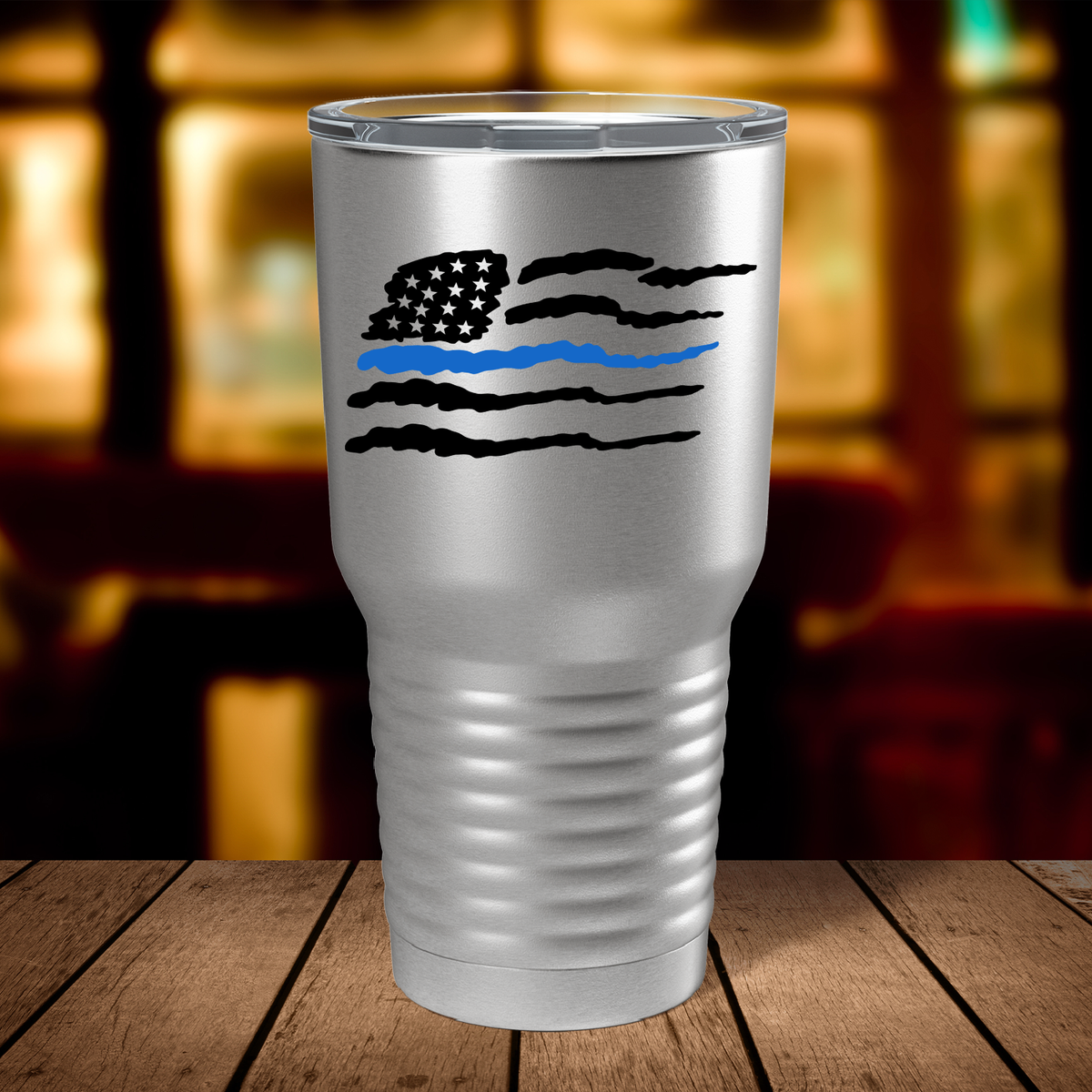 Thin Blue Flag Police on Stainless 30oz Police Tumbler