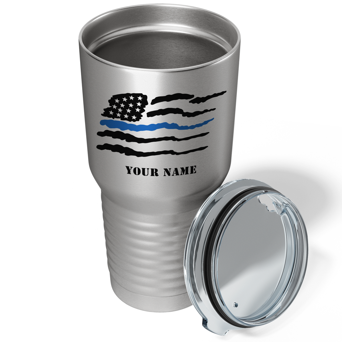 Personalized Thin Blue Flag Police on Stainless 30oz Police Tumbler