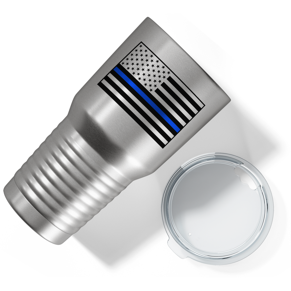 Thin Blue Line Flag on Stainless 30oz Police Tumbler