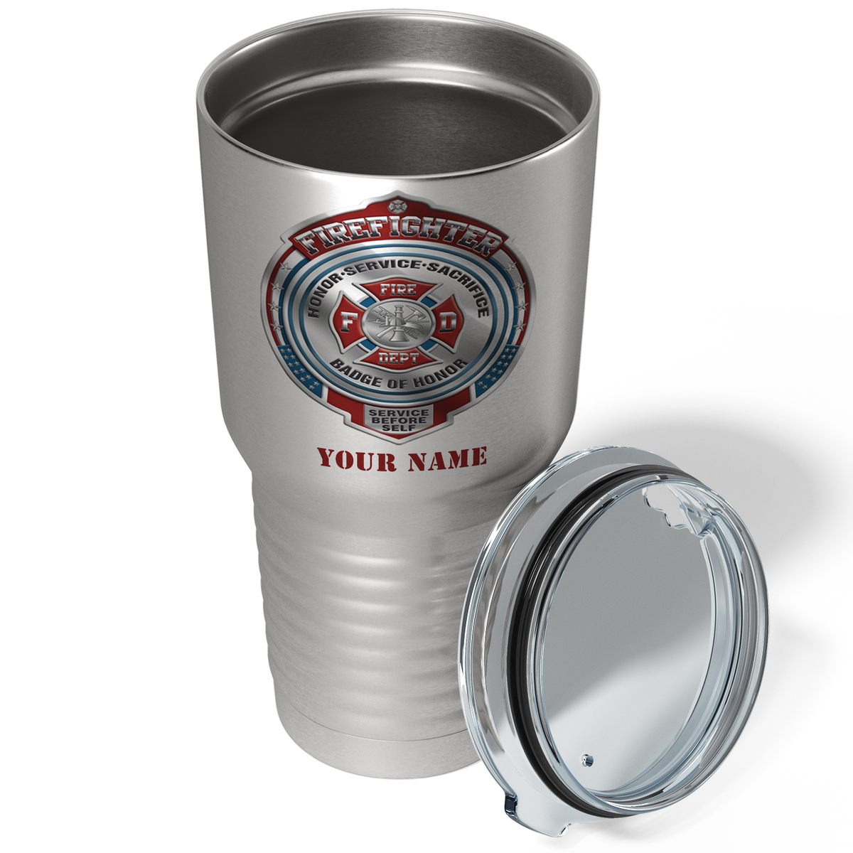 Personalized Firefighter Badge of Honor on Stainless 30oz Firefighter Tumbler