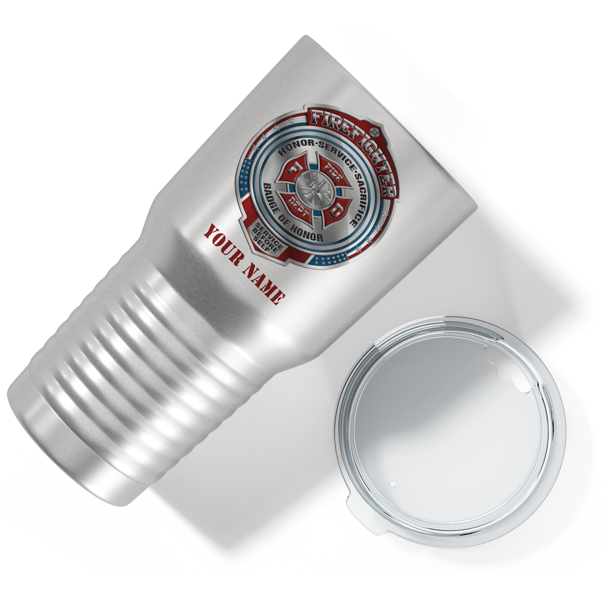 Personalized Firefighter Badge of Honor on Stainless 30oz Firefighter Tumbler