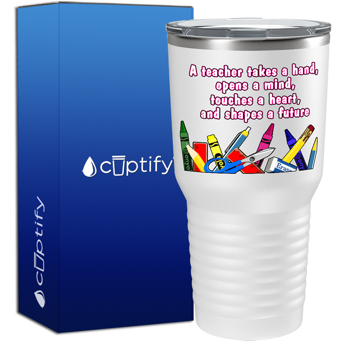 A Teacher Takes a Hand 30oz Teacher Tumbler
