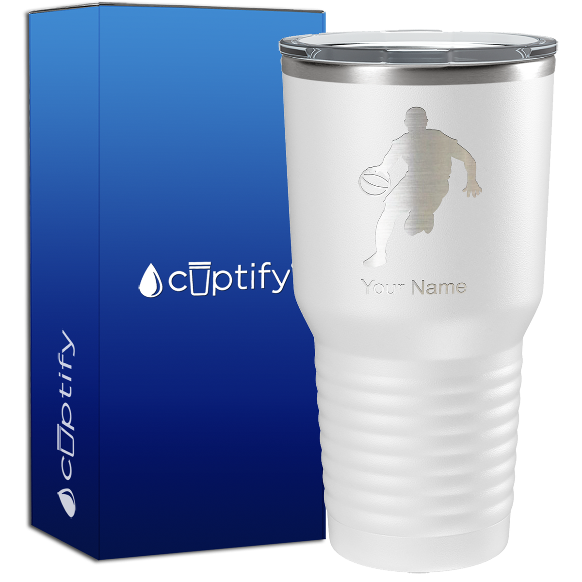 Personalized Basketball Player Silhouette on 30oz Tumbler
