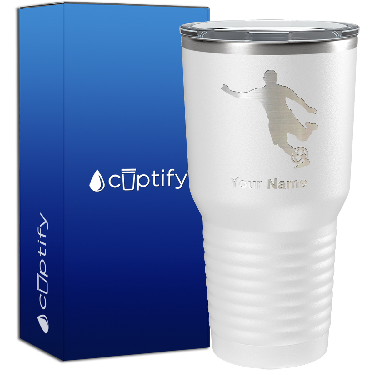 Personalized Soccer Player Silhouette 30oz Soccer Tumbler