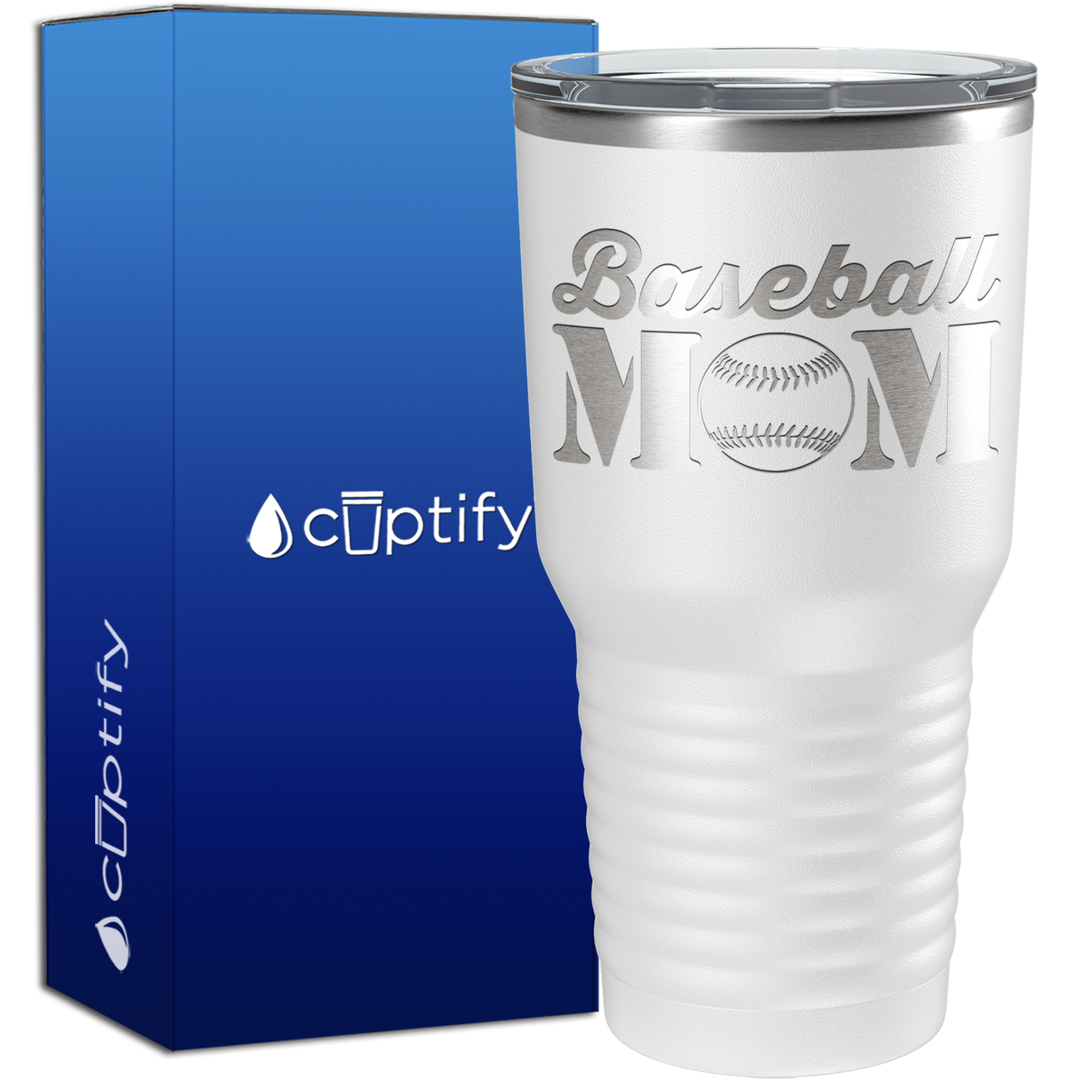 Baseball Mom with Ball 30oz Baseball Tumbler