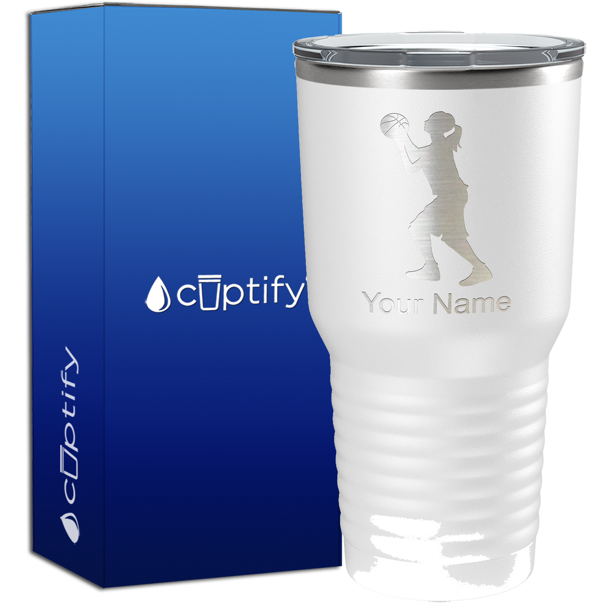 Personalized Girl Shooting Basketball on 30oz Tumbler
