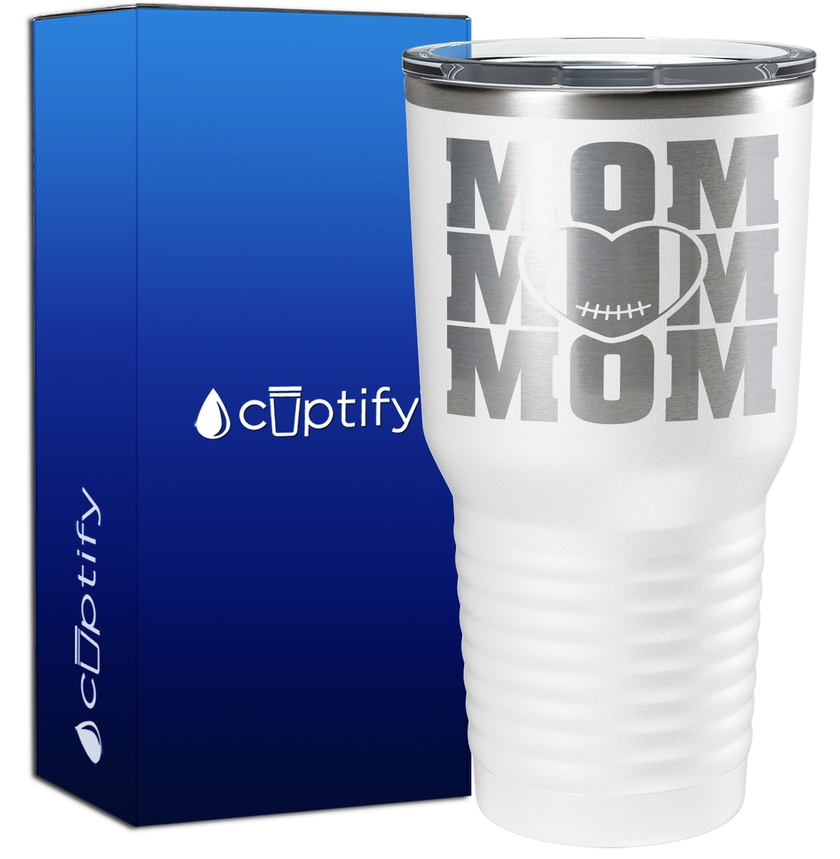 Mom Mom Mom Football 30oz Football Tumbler