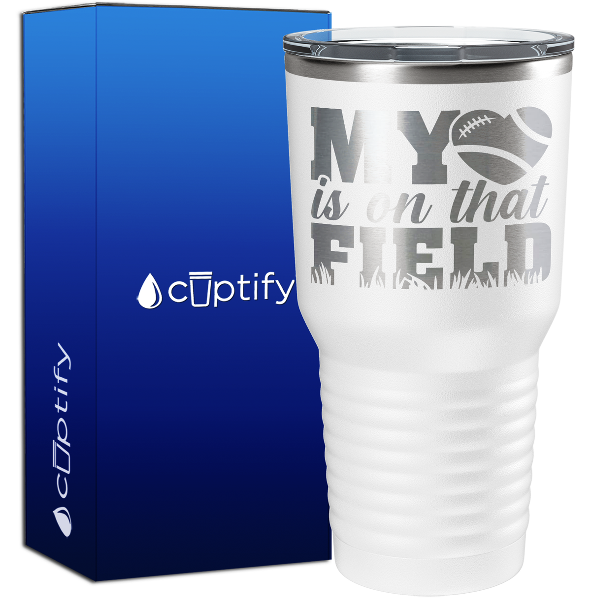 My Heart is on That Field Football 30oz Football Tumbler
