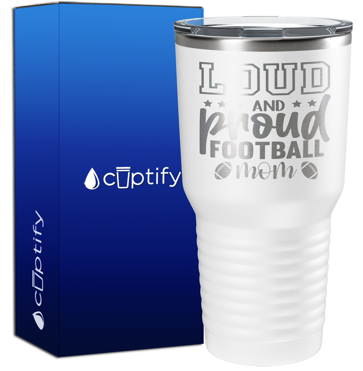Loud and Proud Football Mom 30oz Football Tumbler