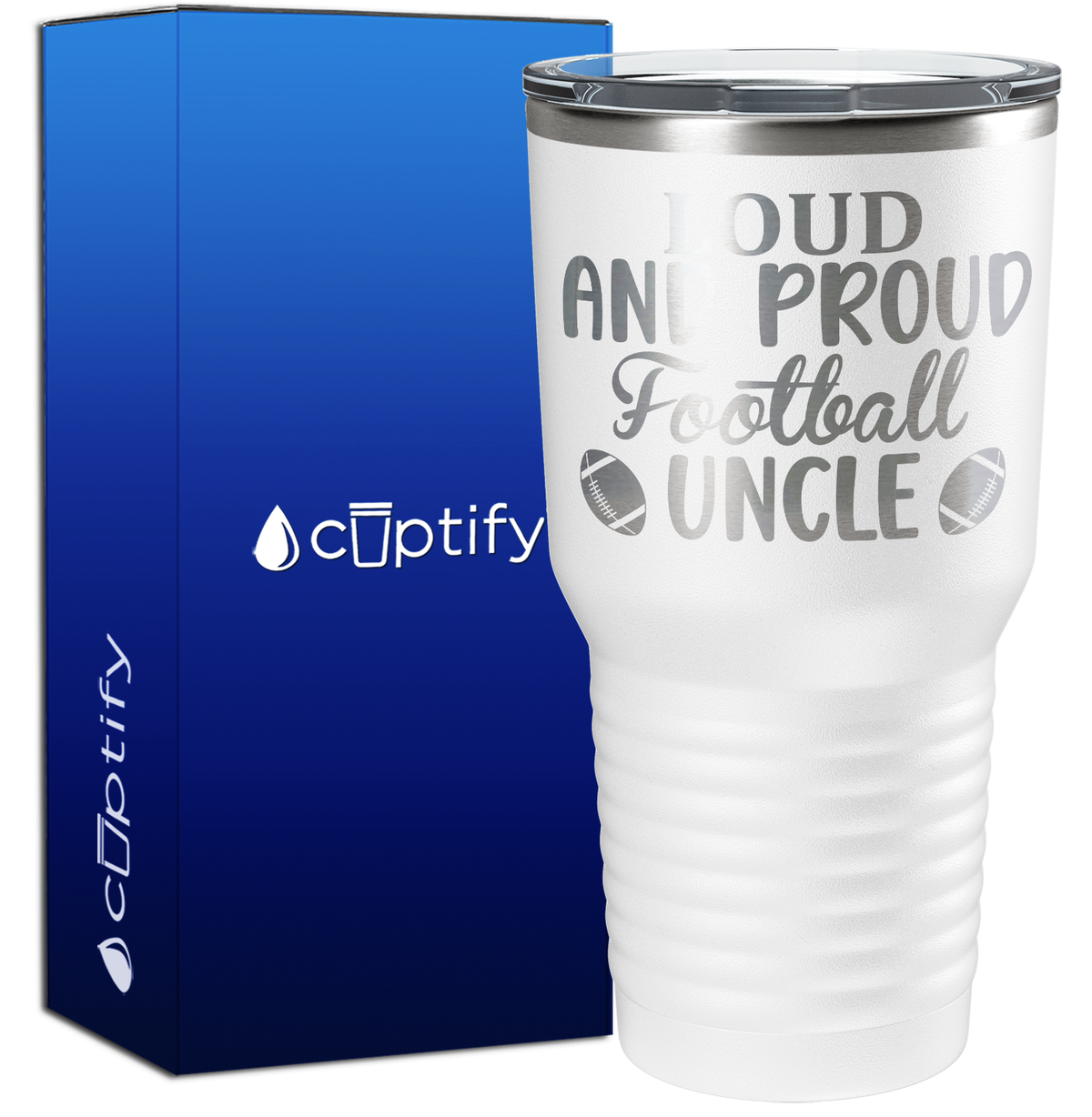 Loud and Proud Football Uncle 30oz Football Tumbler
