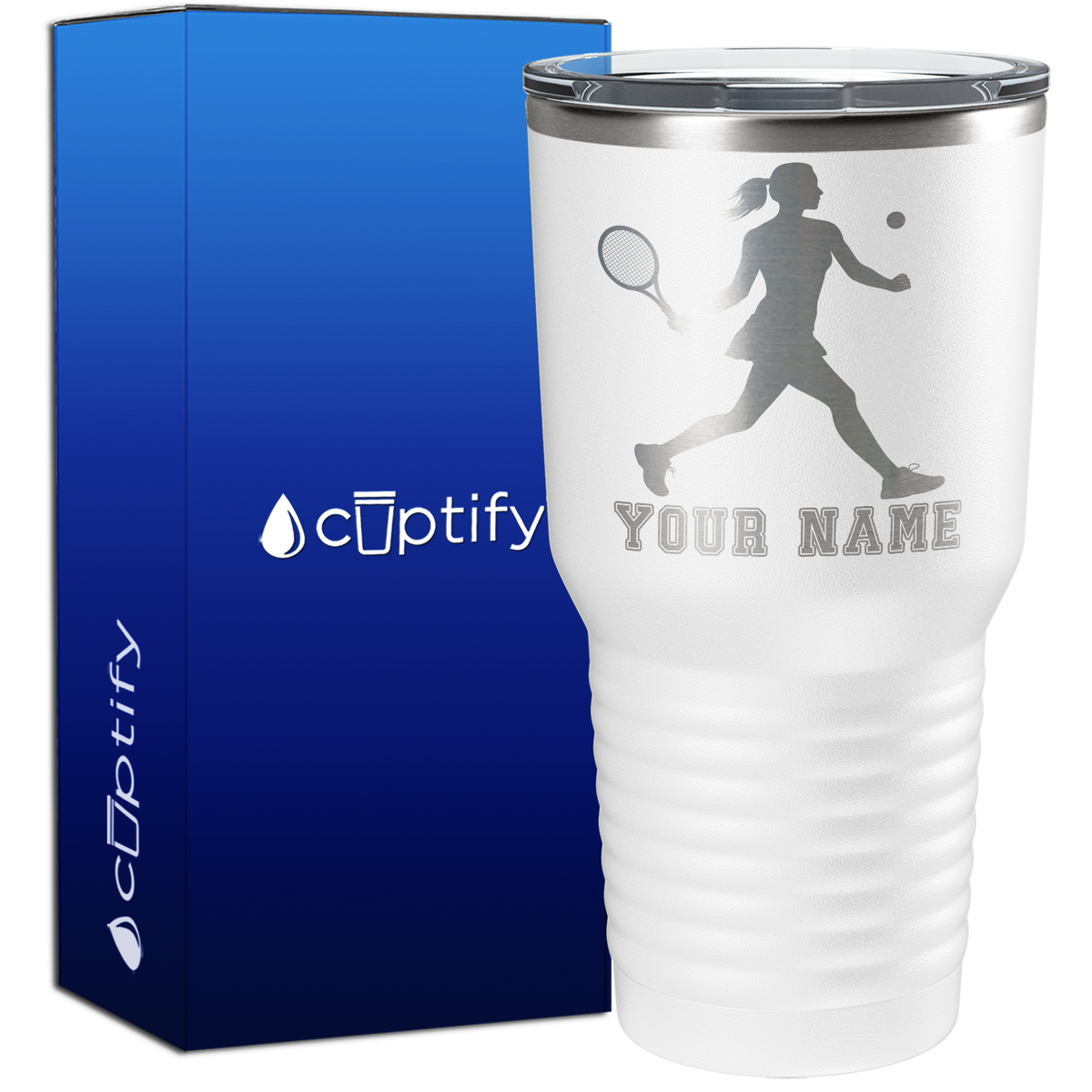 Personalized Female Tennis Player Silhouette 30oz Tennis Tumbler