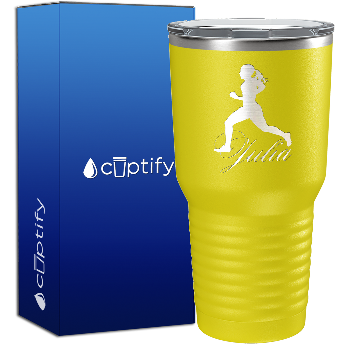 Personalized Running Women Silhouette 30oz Cross Country Tumbler