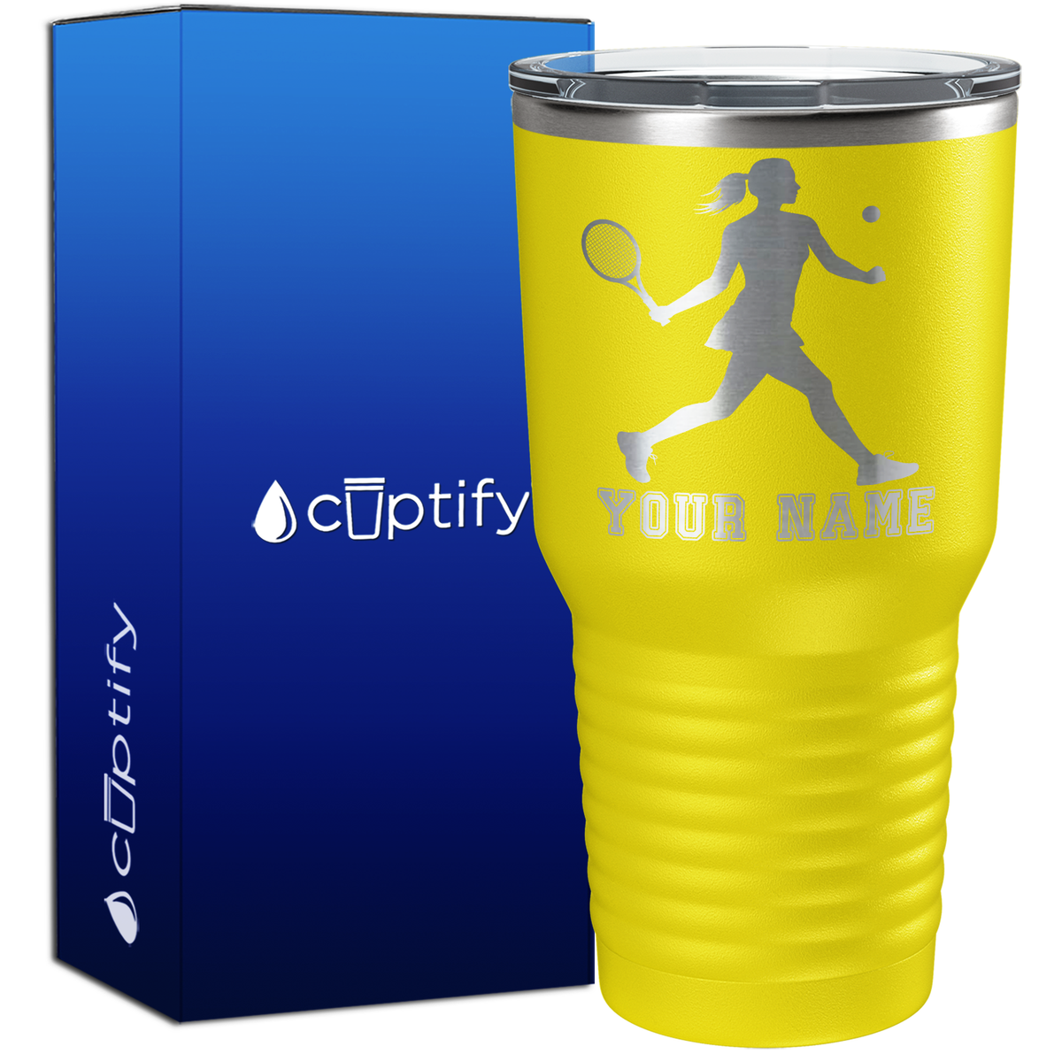 Personalized Female Tennis Player Silhouette 30oz Tennis Tumbler