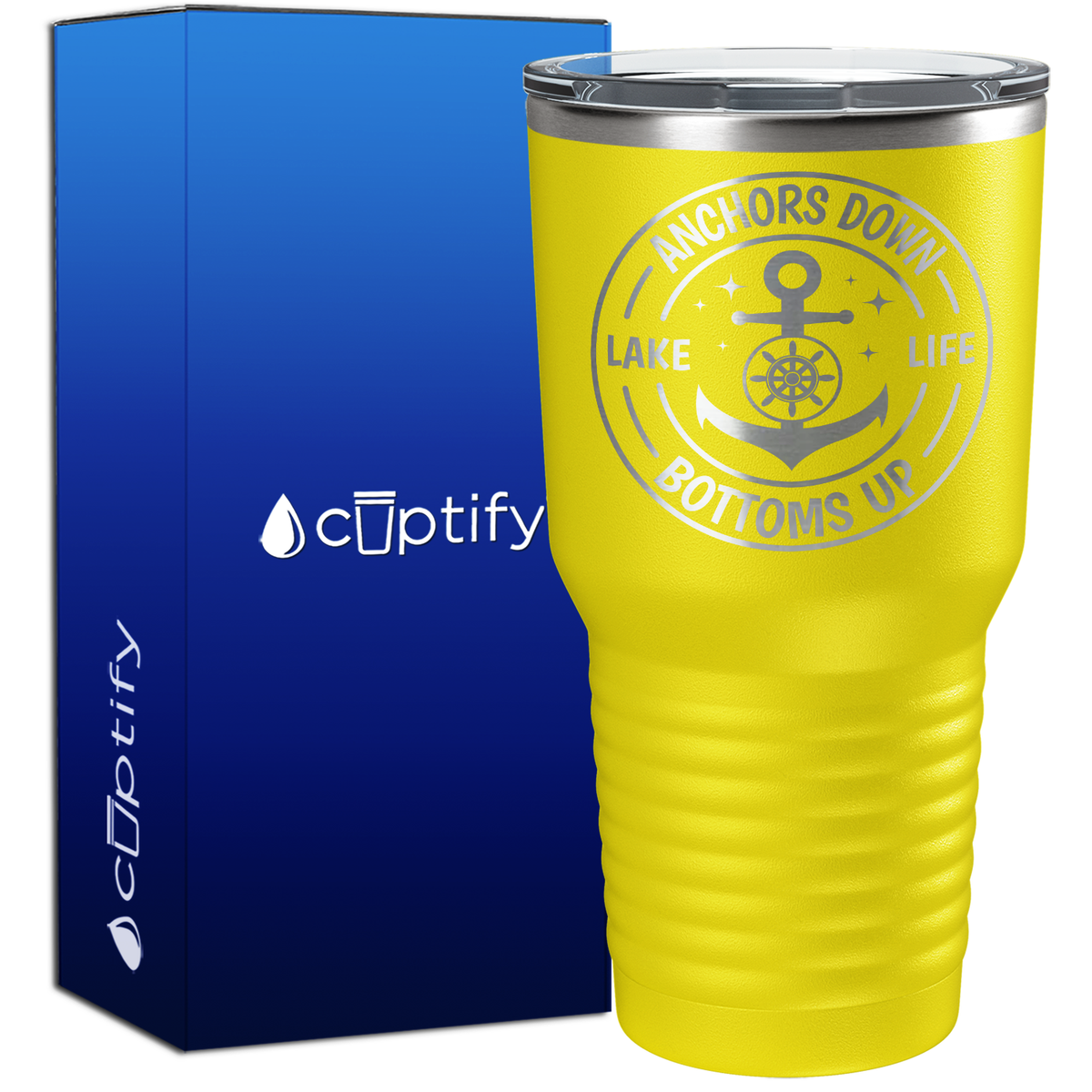 Anchors Down Bottoms Up Circle 30oz Anchor Tumbler