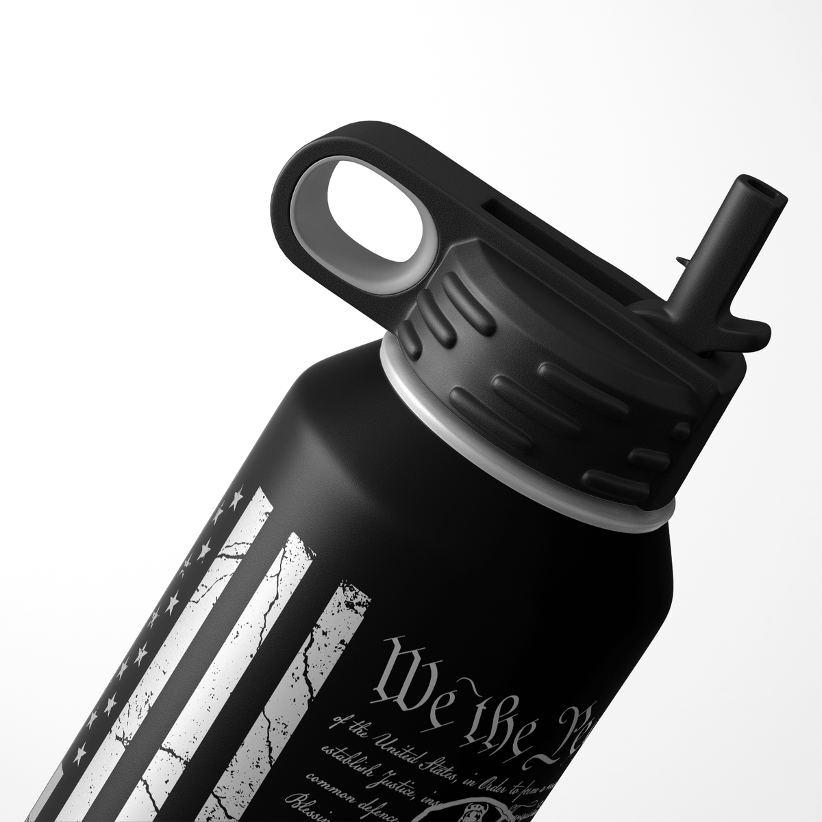 We the People Police on Distressed Flag 32oz Sport Water Bottle