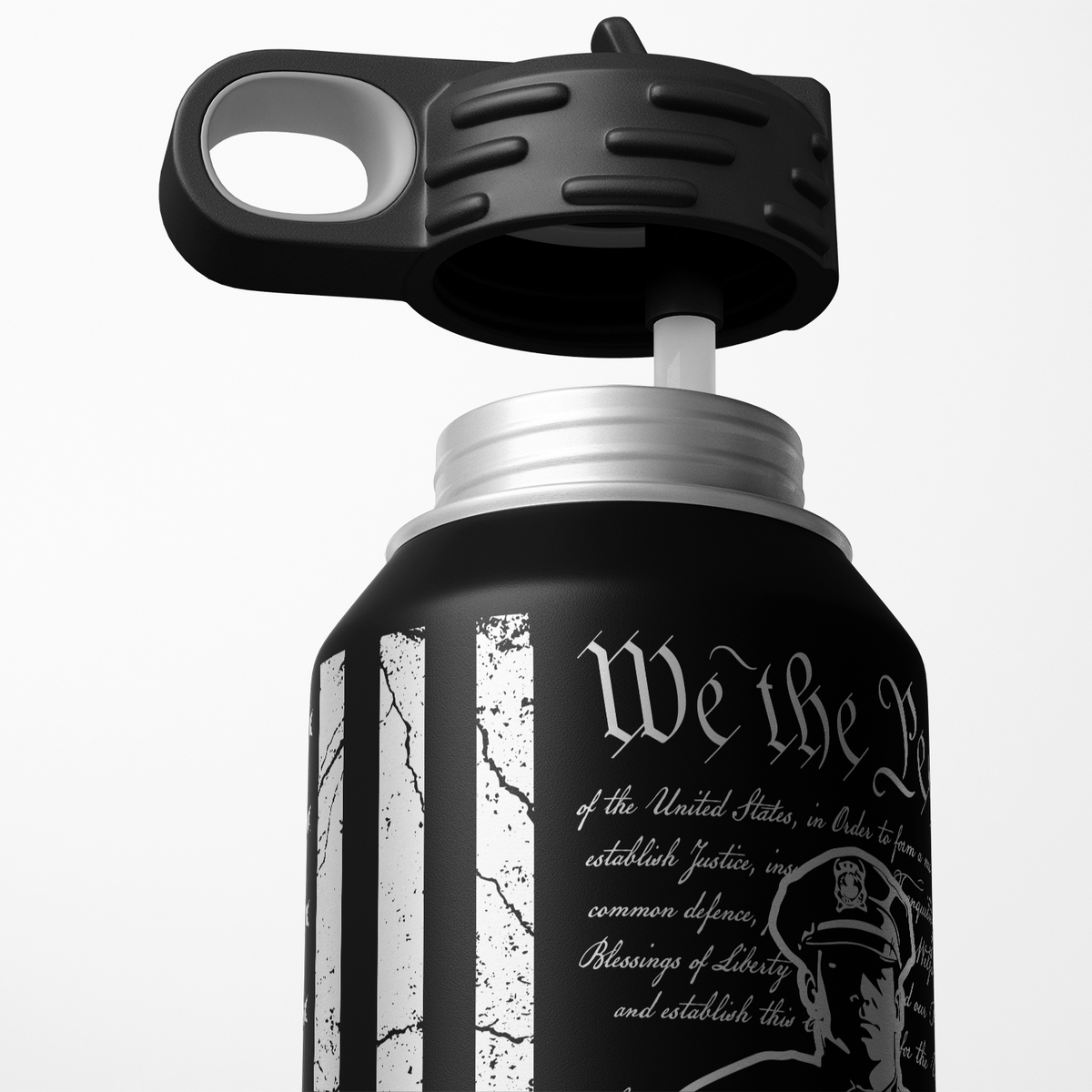 We the People Police on Distressed Flag 32oz Sport Water Bottle
