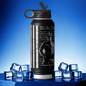 We the People Police on Distressed Flag 32oz Sport Water Bottle