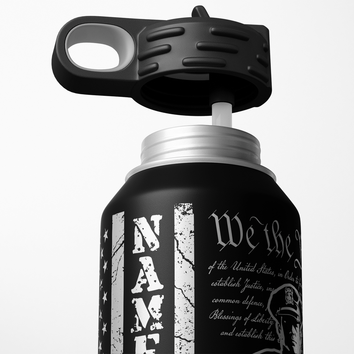 Personalized We the People Police on Distressed Flag 32oz Sport Water Bottle