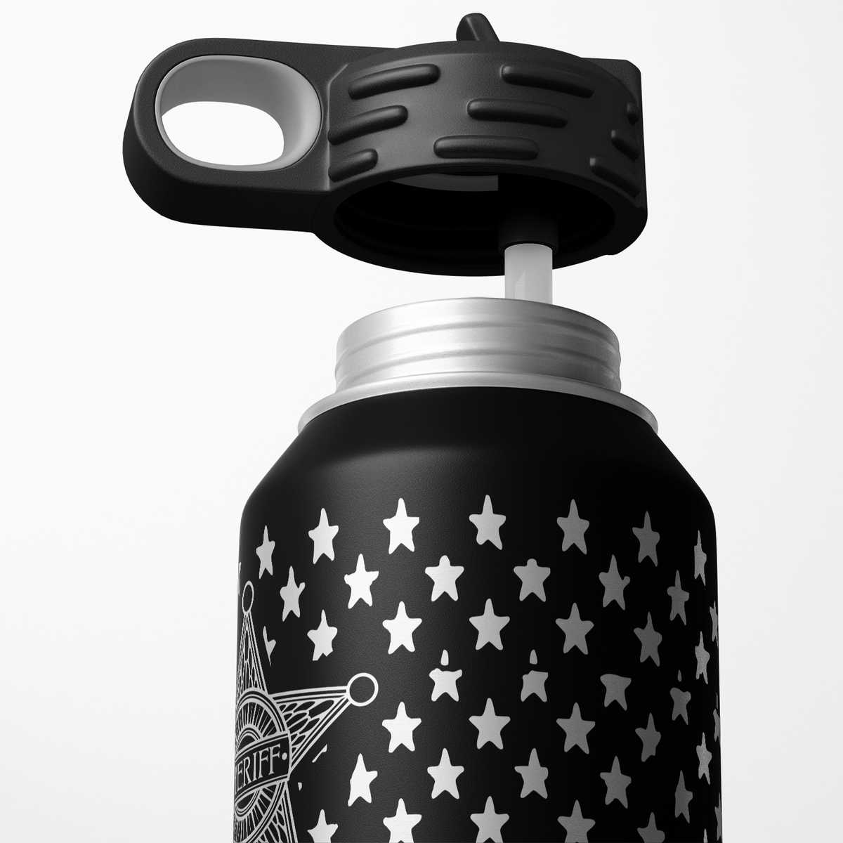 Sheriff Badge on Distressed Flag 32oz Sport Water Bottle