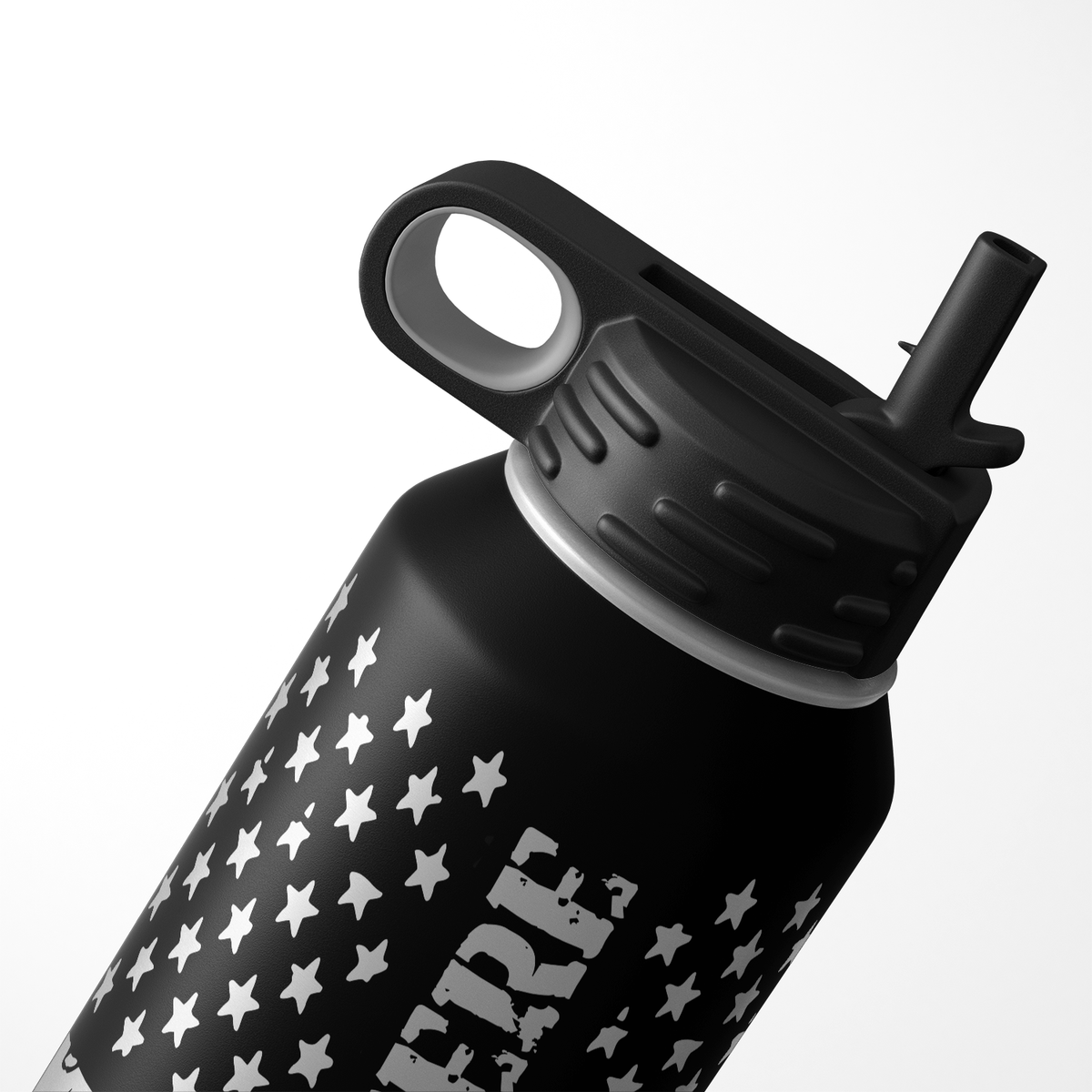 Personalized Sheriff Badge on Distressed Flag 32oz Sport Water Bottle