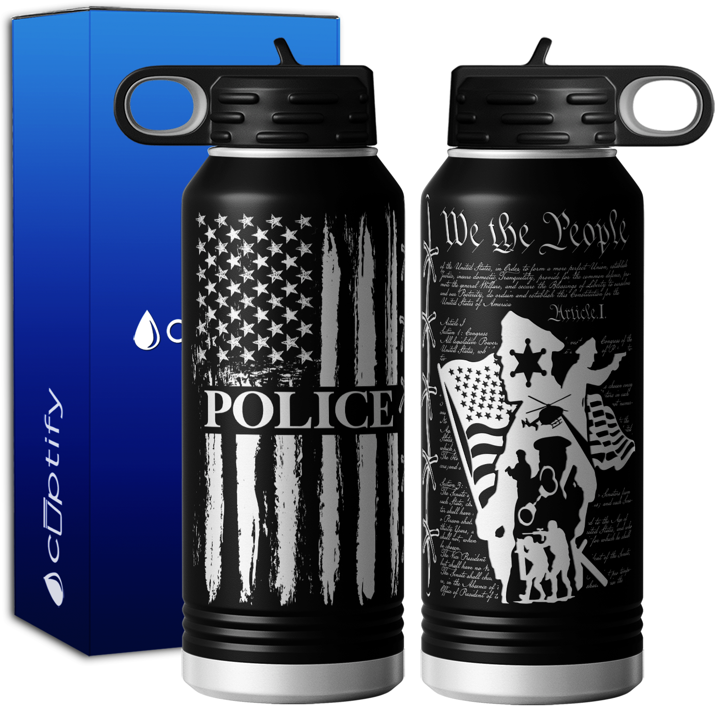 Police We the People 32oz Sport Water Bottle