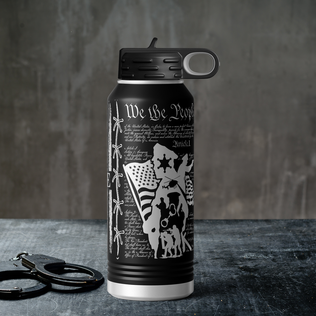 Police We the People 32oz Sport Water Bottle