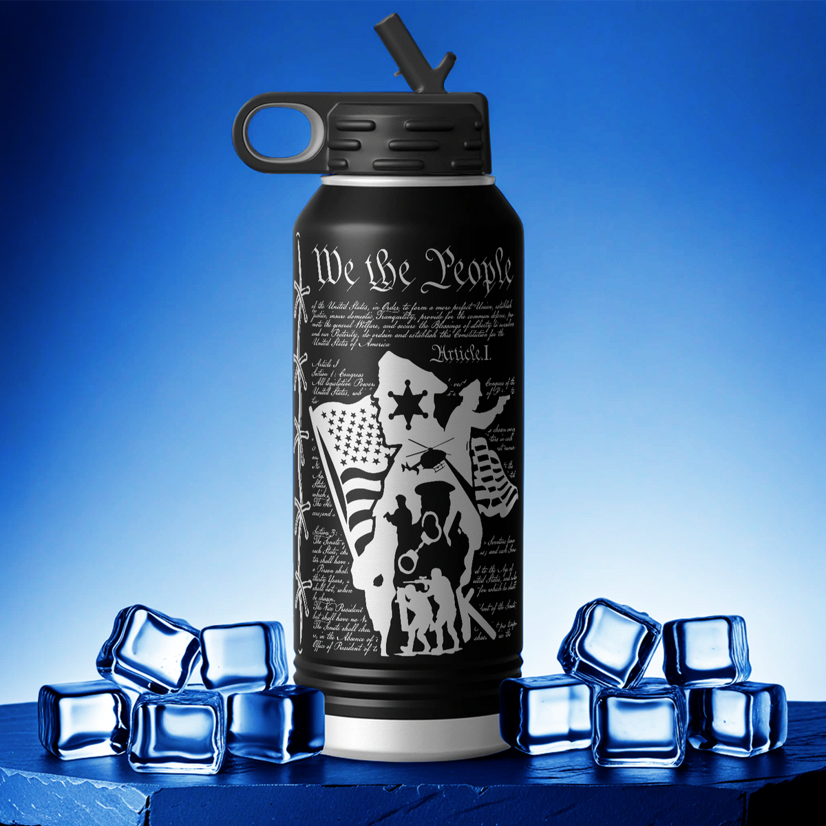 Police We the People 32oz Sport Water Bottle