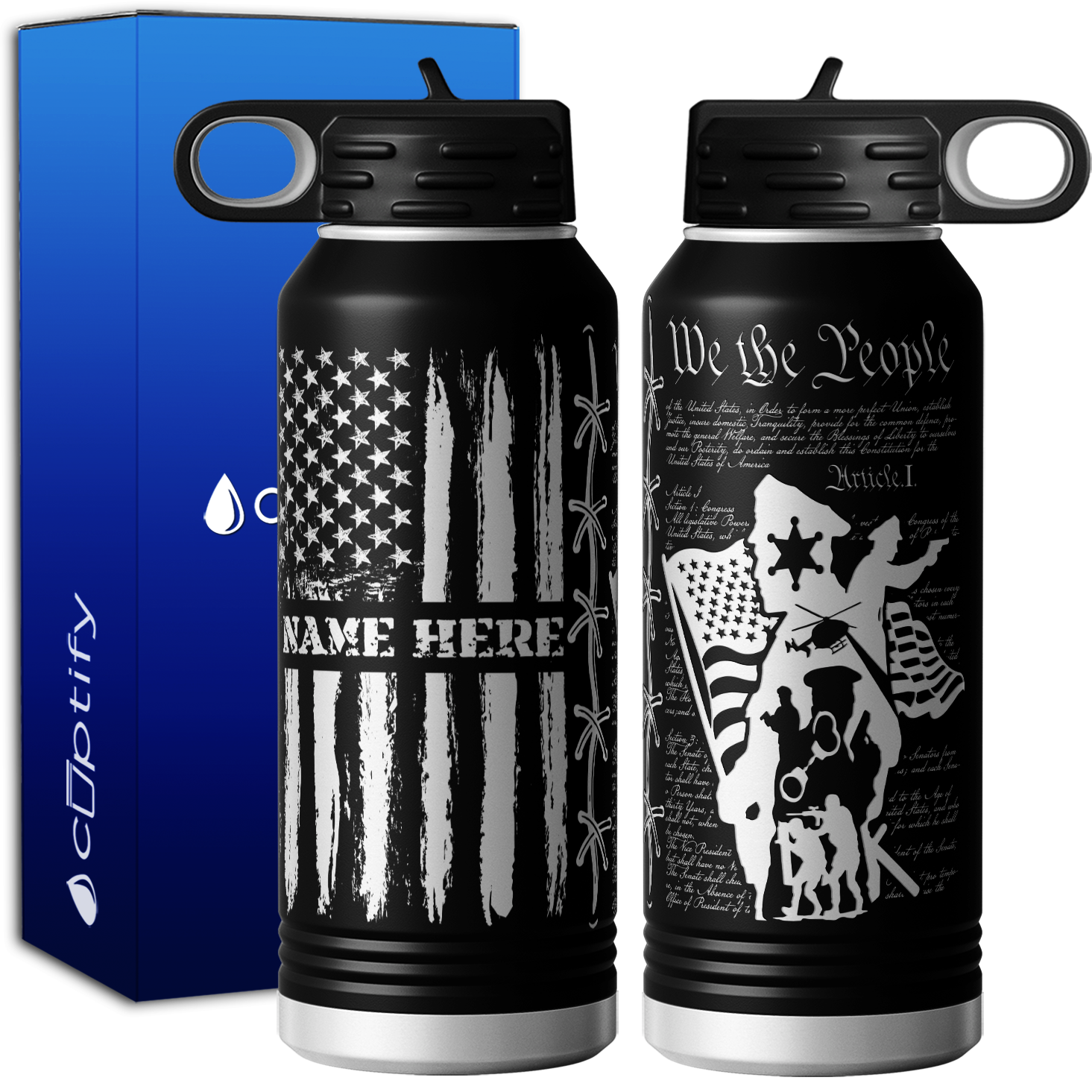 Personalized Police We the People 32oz Sport Water Bottle