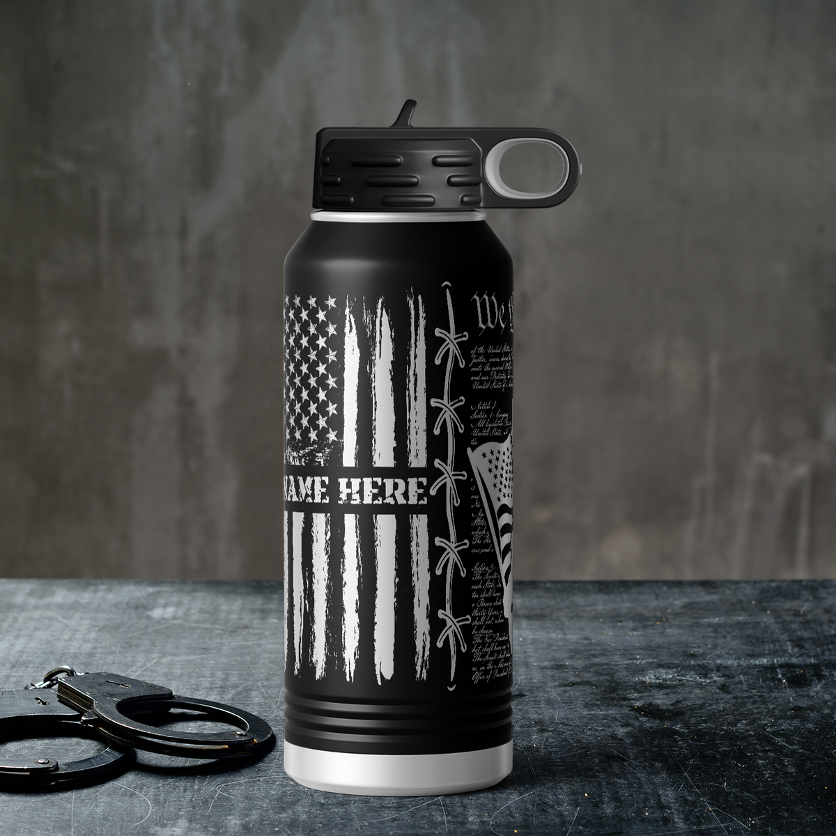Personalized Police We the People 32oz Sport Water Bottle