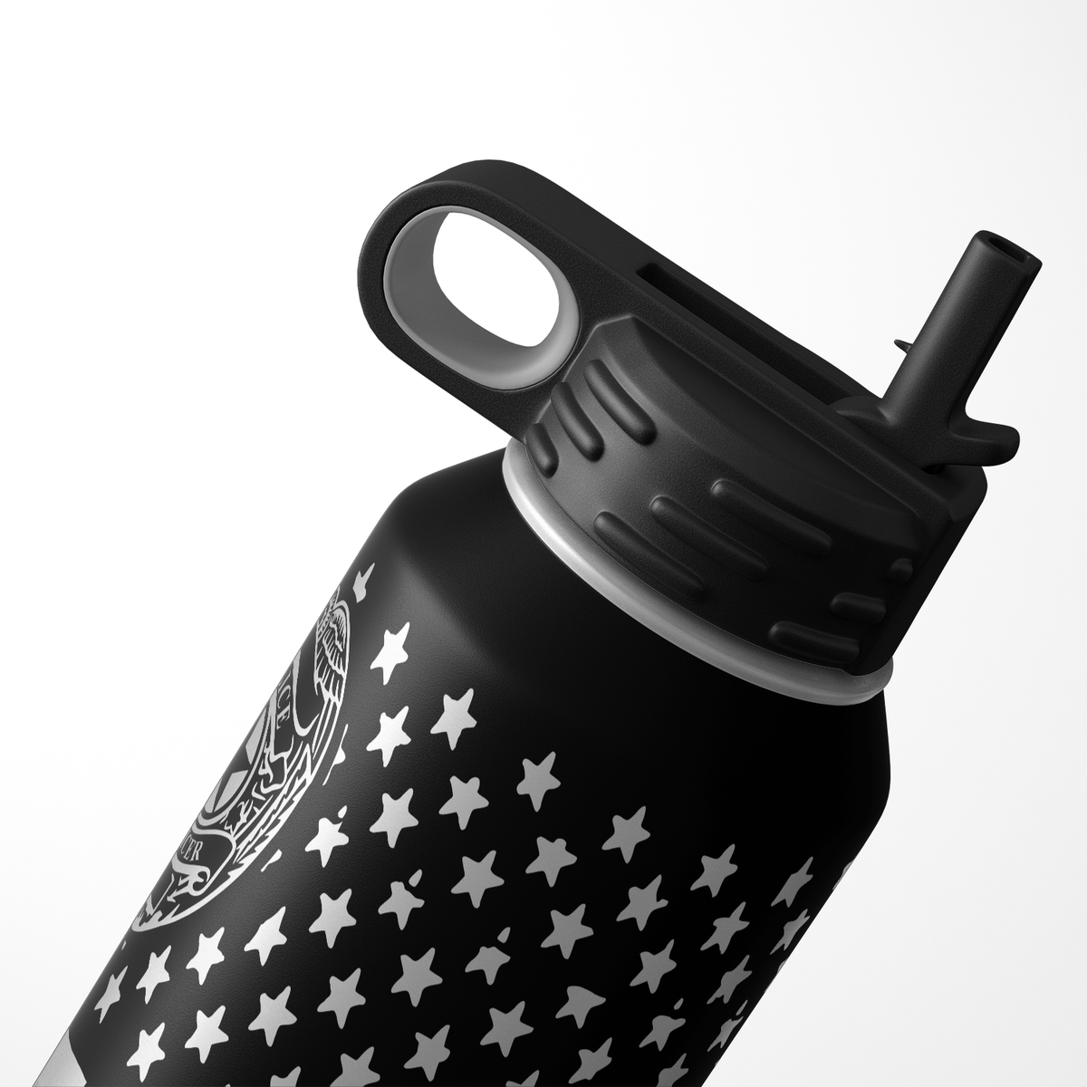 Police Officer Badge on Distressed Flag 32oz Sport Water Bottle