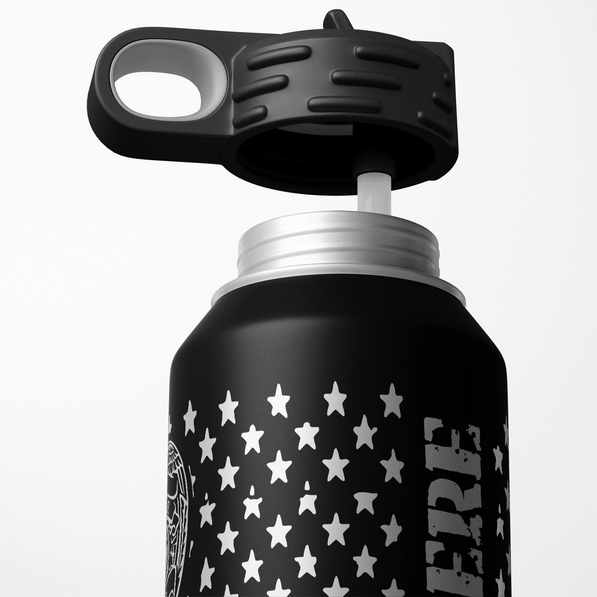 Personalized Police Officer Badge on Distressed Flag 32oz Sport Water Bottle
