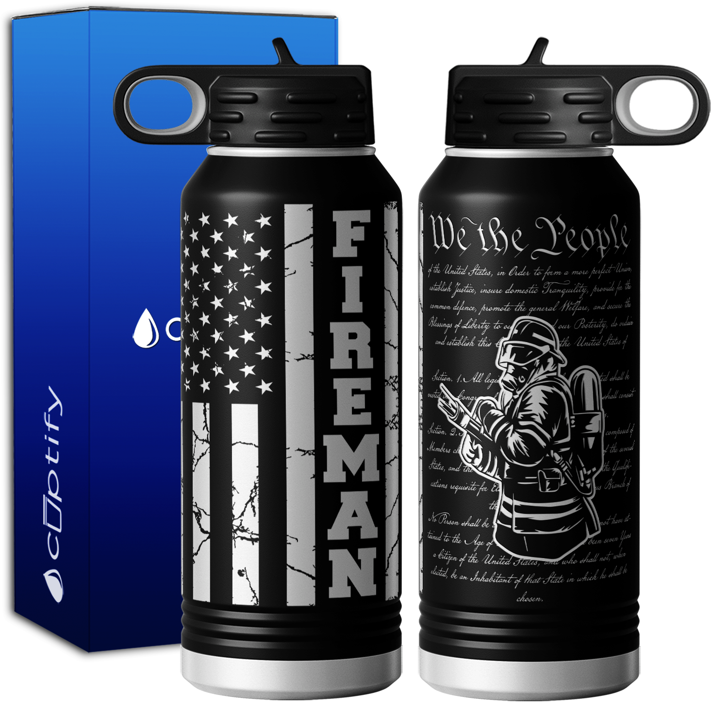 Firefighter We the People Fireman 32oz Sport Water Bottle