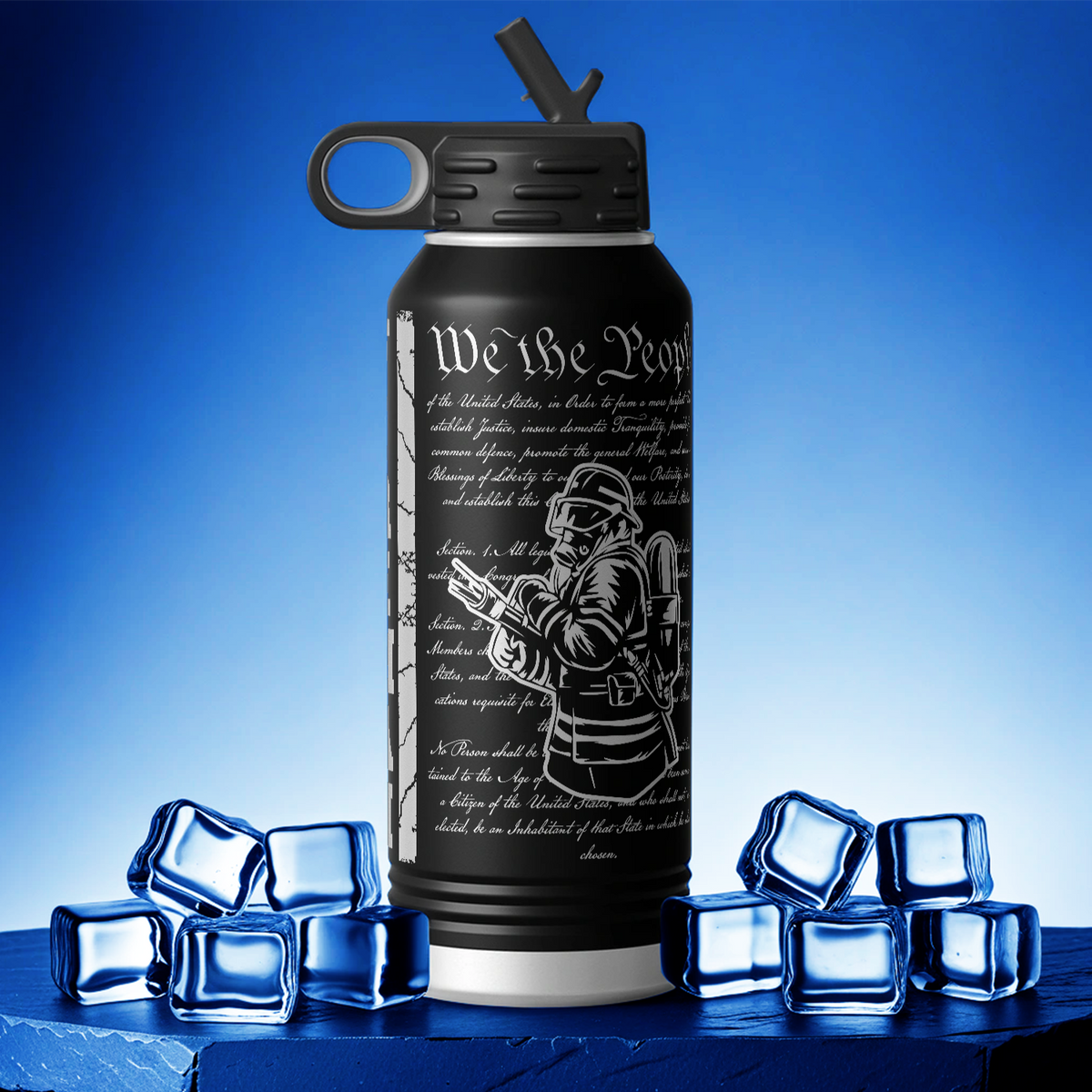 Firefighter We the People Fireman 32oz Sport Water Bottle
