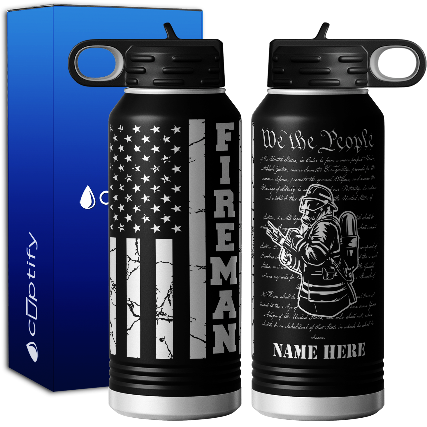 Personalized Firefighter We the People Fireman 32oz Sport Water Bottle