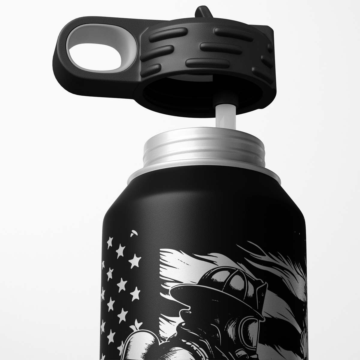 Personalized Firefigther on Distressed Flag 32oz Sport Water Bottle