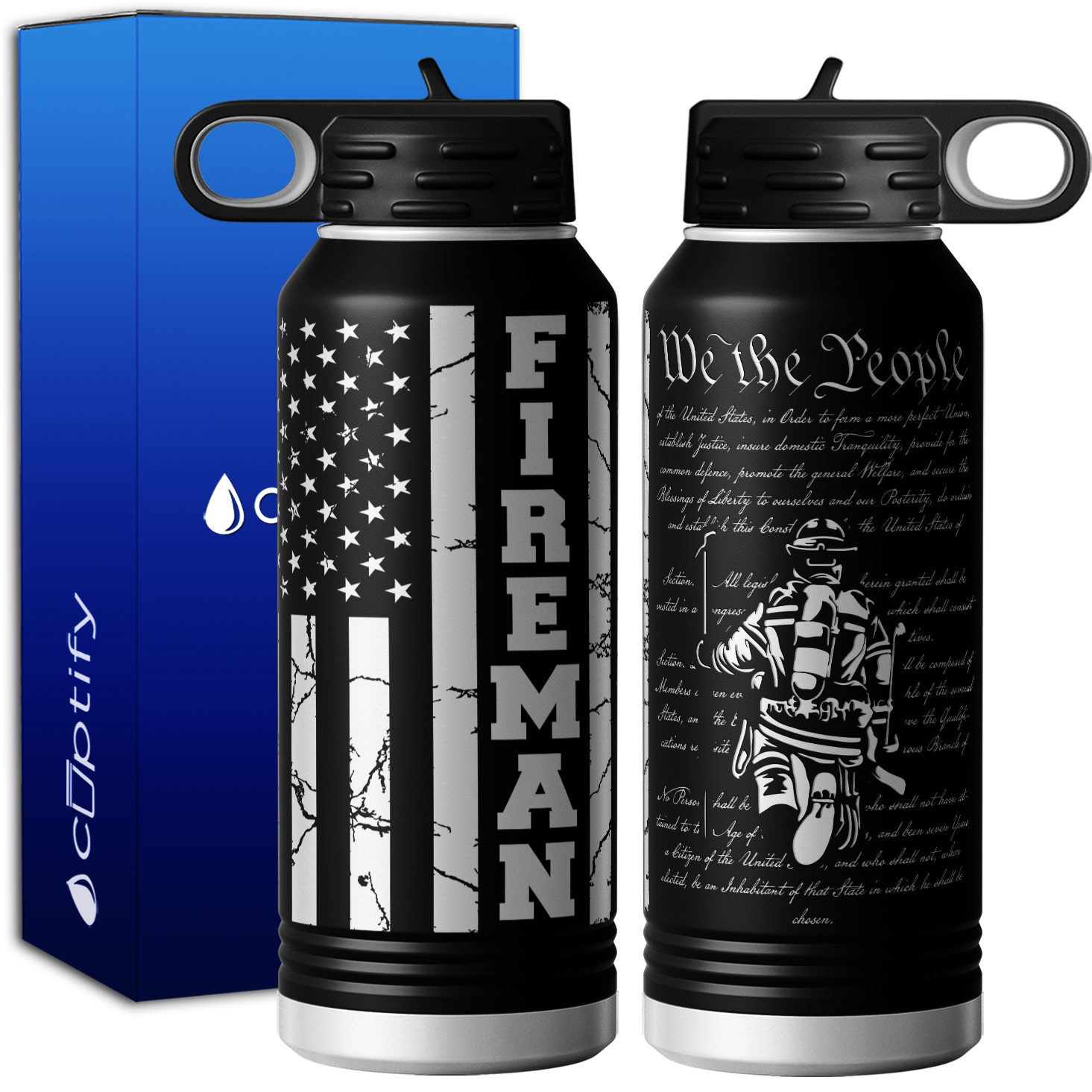 Fireman We the People 32oz Sport Water Bottle