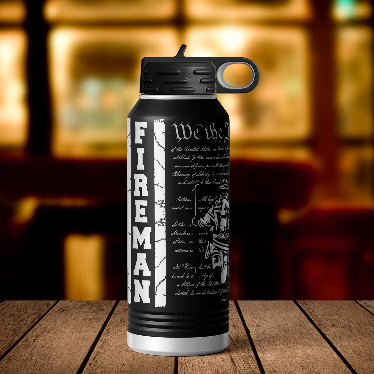 Fireman We the People 32oz Sport Water Bottle