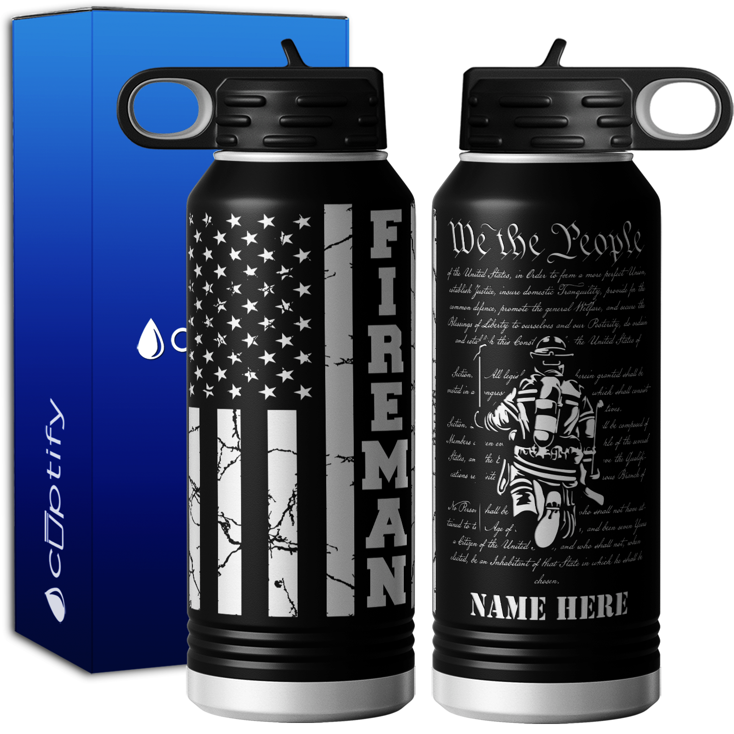 Personalized Fireman We the People 32oz Sport Water Bottle