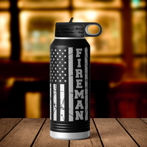Personalized Fireman We the People 32oz Sport Water Bottle