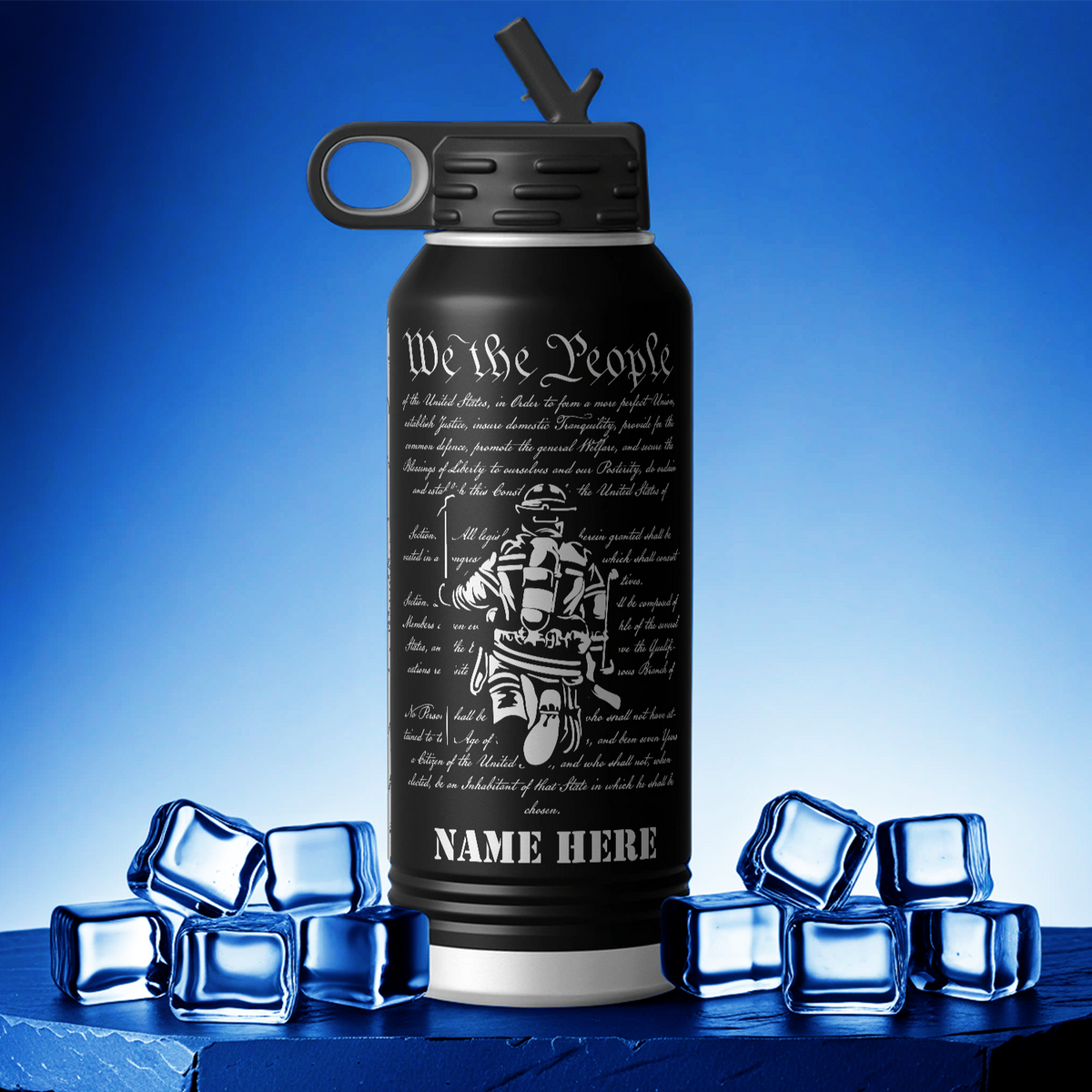 Personalized Fireman We the People 32oz Sport Water Bottle