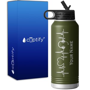 Personalized Dispatcher Headset Heartbeat 32oz Sport Water Bottle