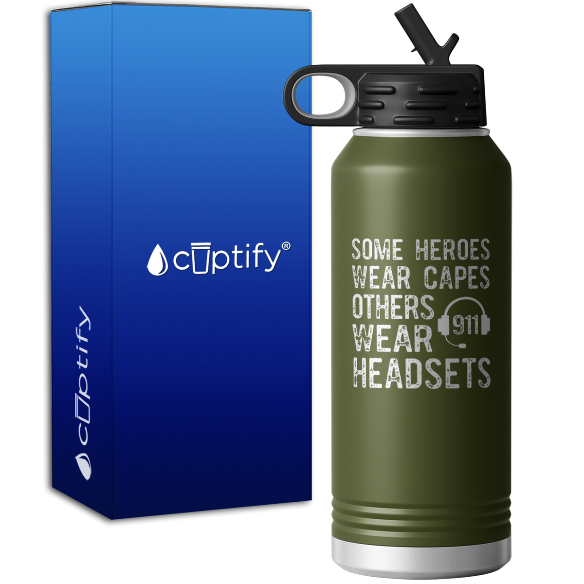 Some Heroes Wear Capes Others Wear Headsets 32oz Sport Water Bottle
