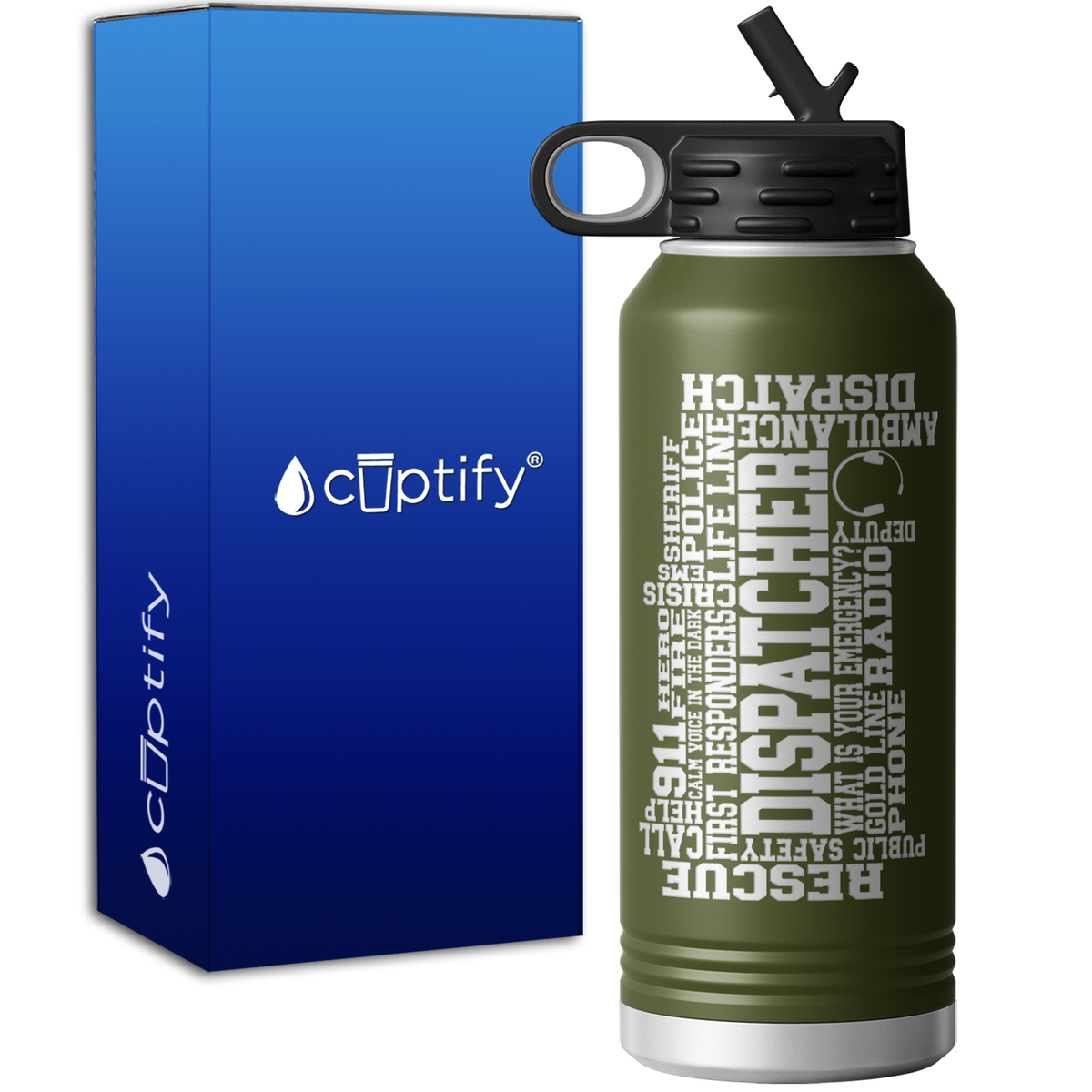 Dispatcher Word Art 32oz Sport Water Bottle