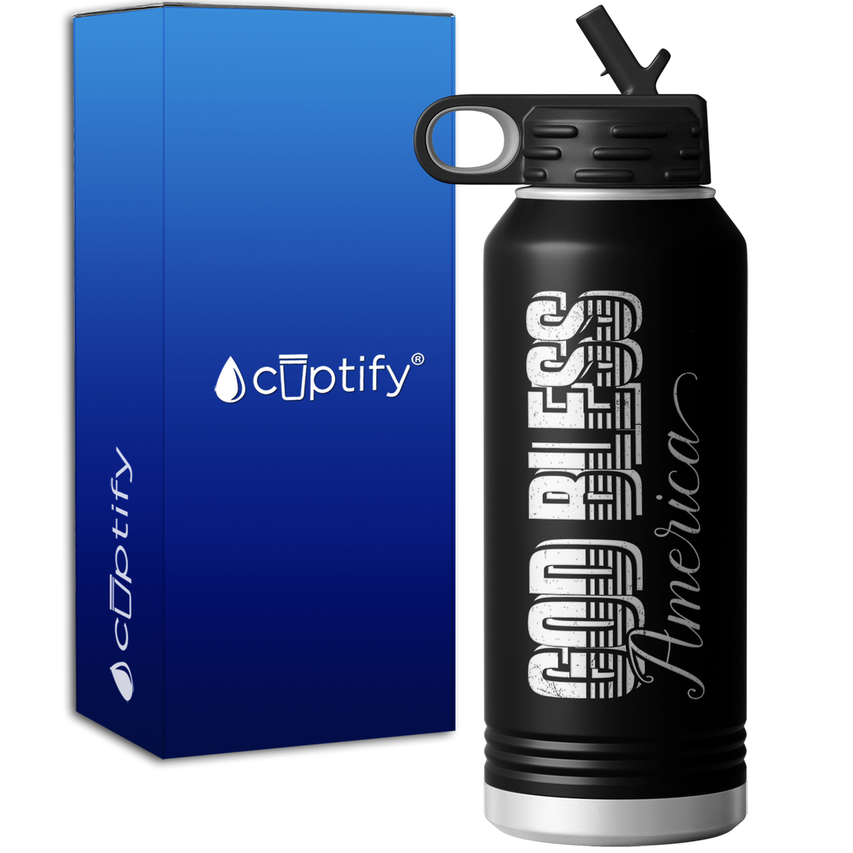 God Bless America 32oz Sport Water Bottle