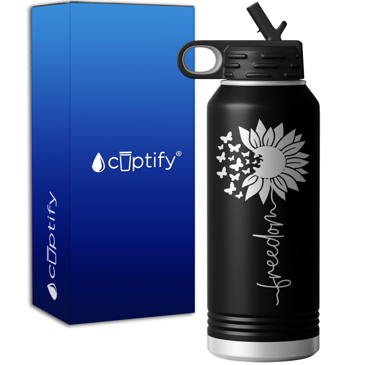 Freedom Sunflower 32oz Sport Water Bottle