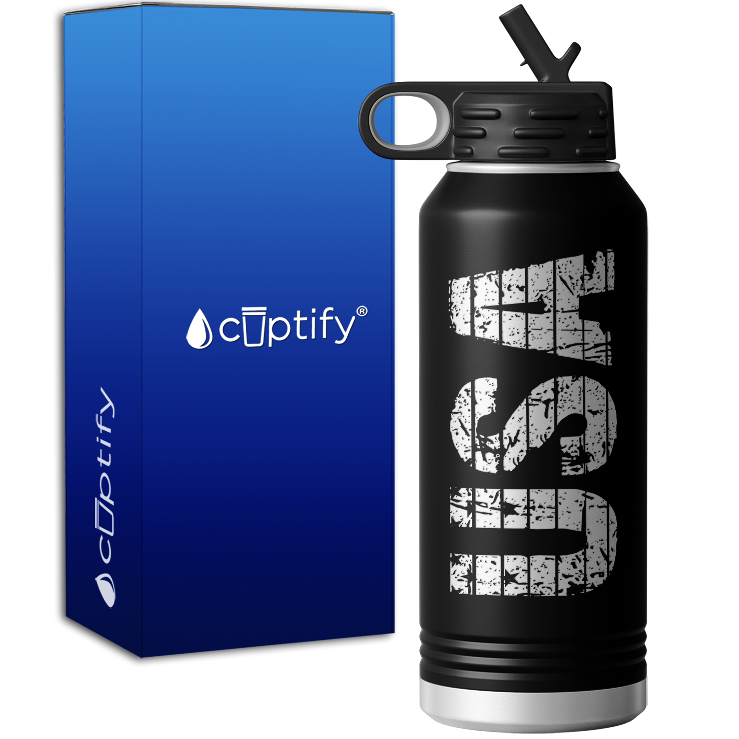 Distressed USA 32oz Sport Water Bottle